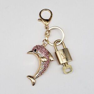 Louis Vuitton Gold Lock & Key 🔑 Authentic LV Unbranded Dolphin Keychain Charm